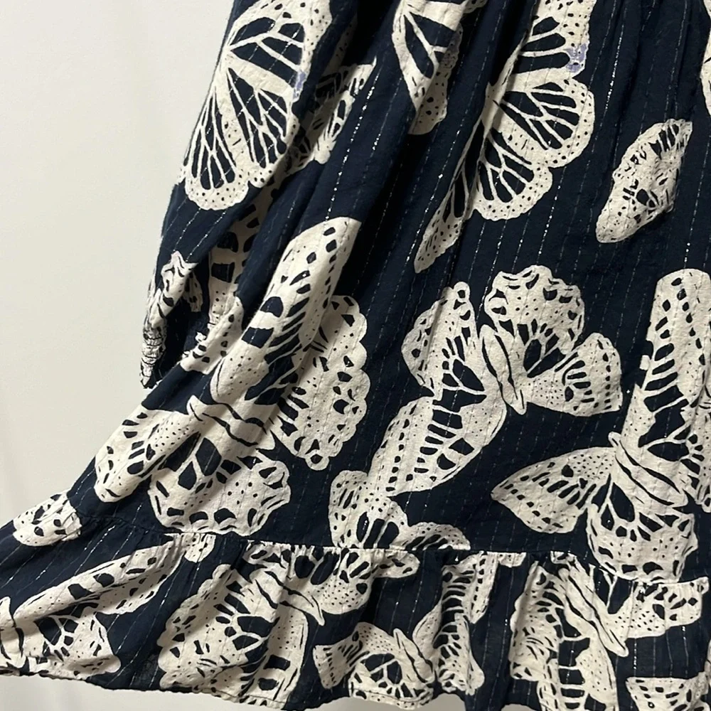 GAP Navy and White Butterfly Print Casual Kids Dress 4t